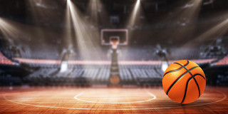 红色场景大气篮球场灯光篮球NBA篮球展板背景nba篮球背景